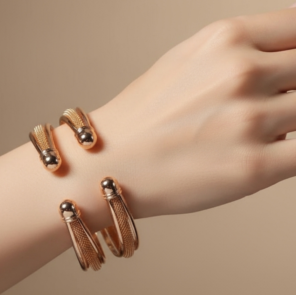 Elegant Rose Gold-Tone Women's Bracelet Set